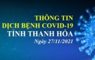 Thông tin dịch bệnh COVID-19 ngày 27/11/2021 trên địa bàn tỉnh